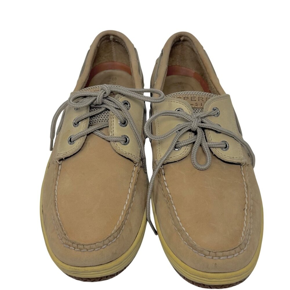Sperry Topsider Men's Tan Leather and Nylon Billfish 3-Eye Boat Shoes Size 11‎